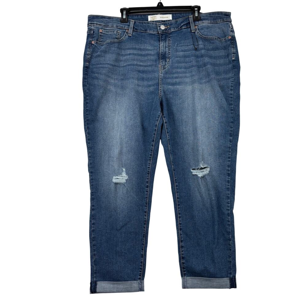 Levi Signature Slim Boyfriend Ankle Jeans Mid Rise Size 24 Stretch Denim Cuffed